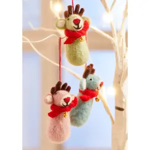 Felt Reindeer with Scarf & Bell